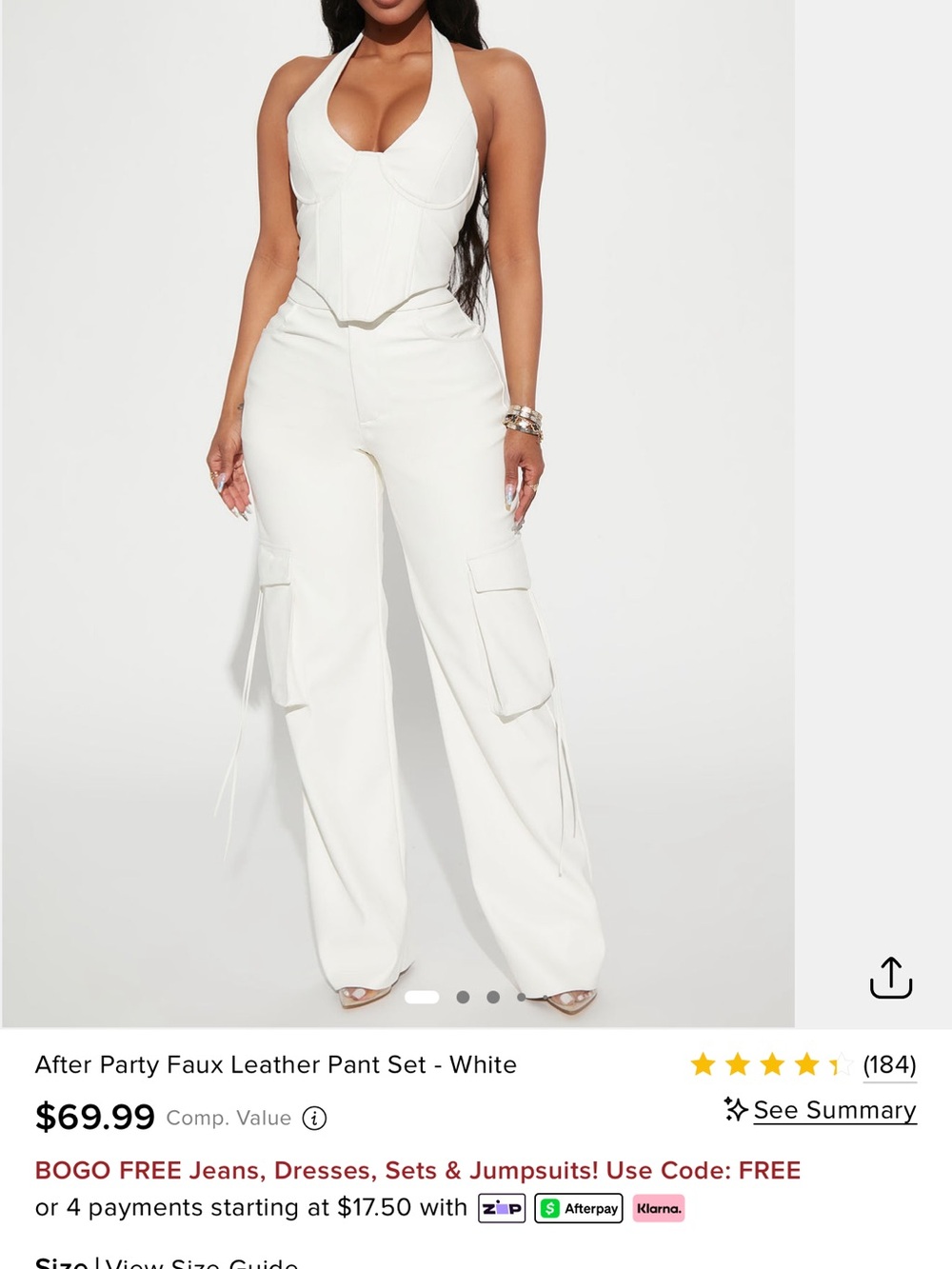 Fashion Nova White Faux Leather Wide-Leg Cargo Pants